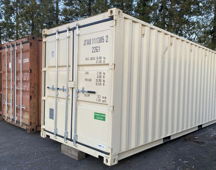 freshly painted steel container