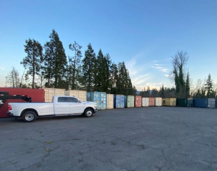 lineup of multi-colored shipping containers