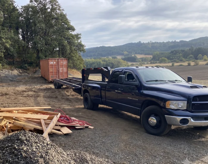rural property container delivery truck