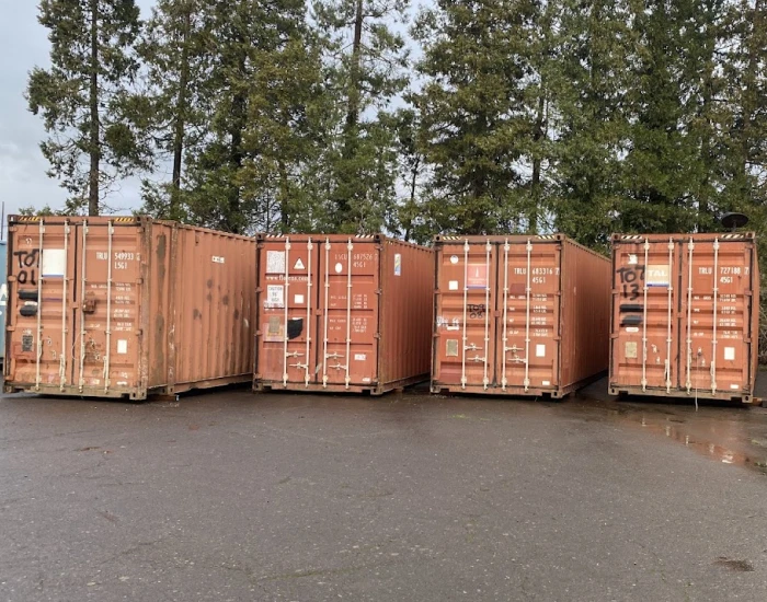 rust-red freight containers