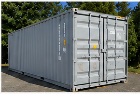 A new one-trip shipping container ready for insulation and ventilation upgrades to handle Oregon's climate